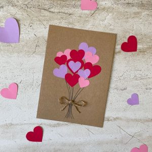 DIY Karte aus Papierherzen - Variante 1 mit Luftballons